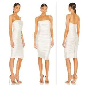 Nookie Cooper Midi Ruched Dress in White